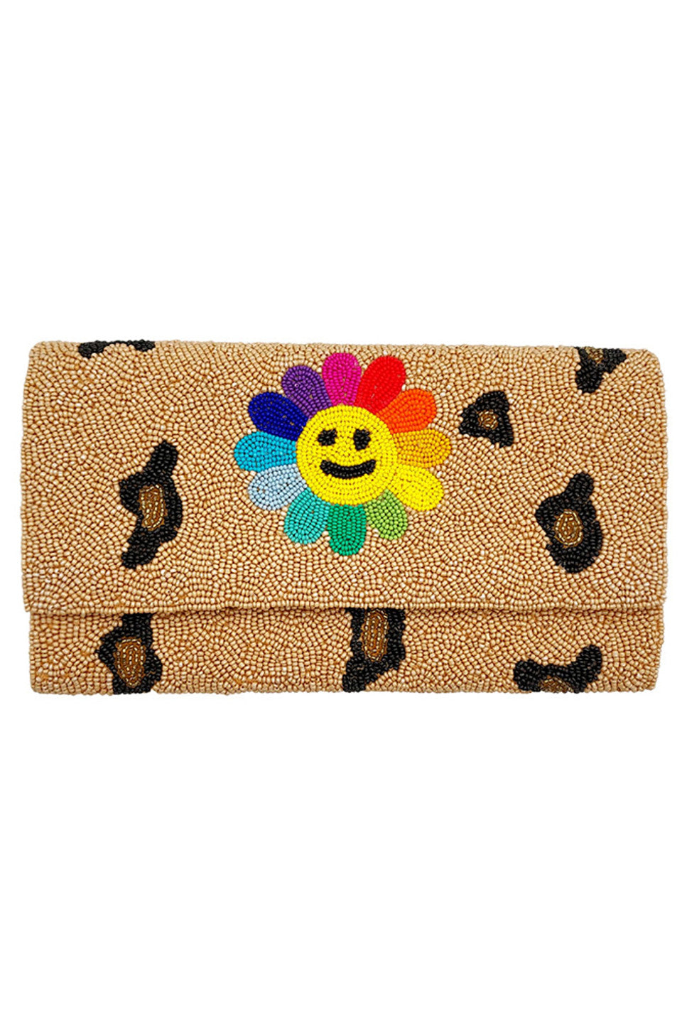 Rainbow Smile Flower Glass Beads Clutch