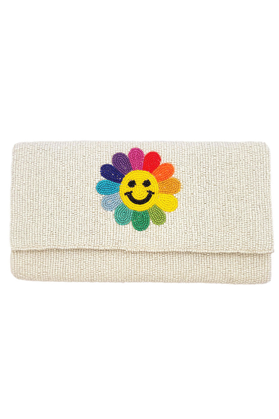 Rainbow Smile Flower Glass Beads Clutch