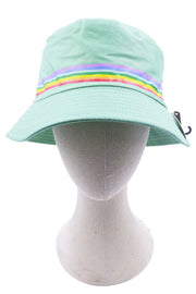 Rainbow Trim Solid Bucket Hat