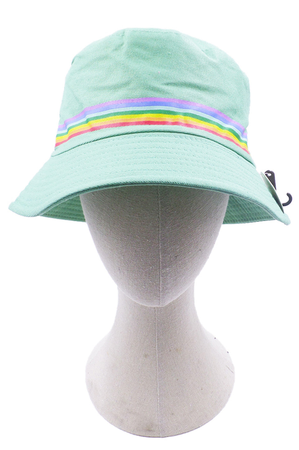 Rainbow Trim Solid Bucket Hat