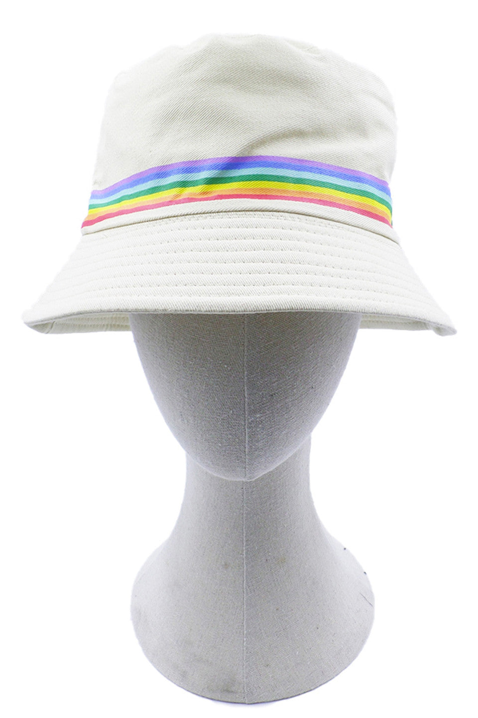 Rainbow Trim Solid Bucket Hat