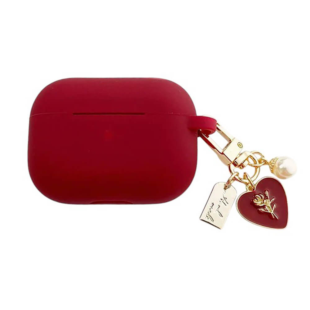 RED AIRPOD CASE WITH GOLD CHARMS FLIRTY BABY AIRPODS