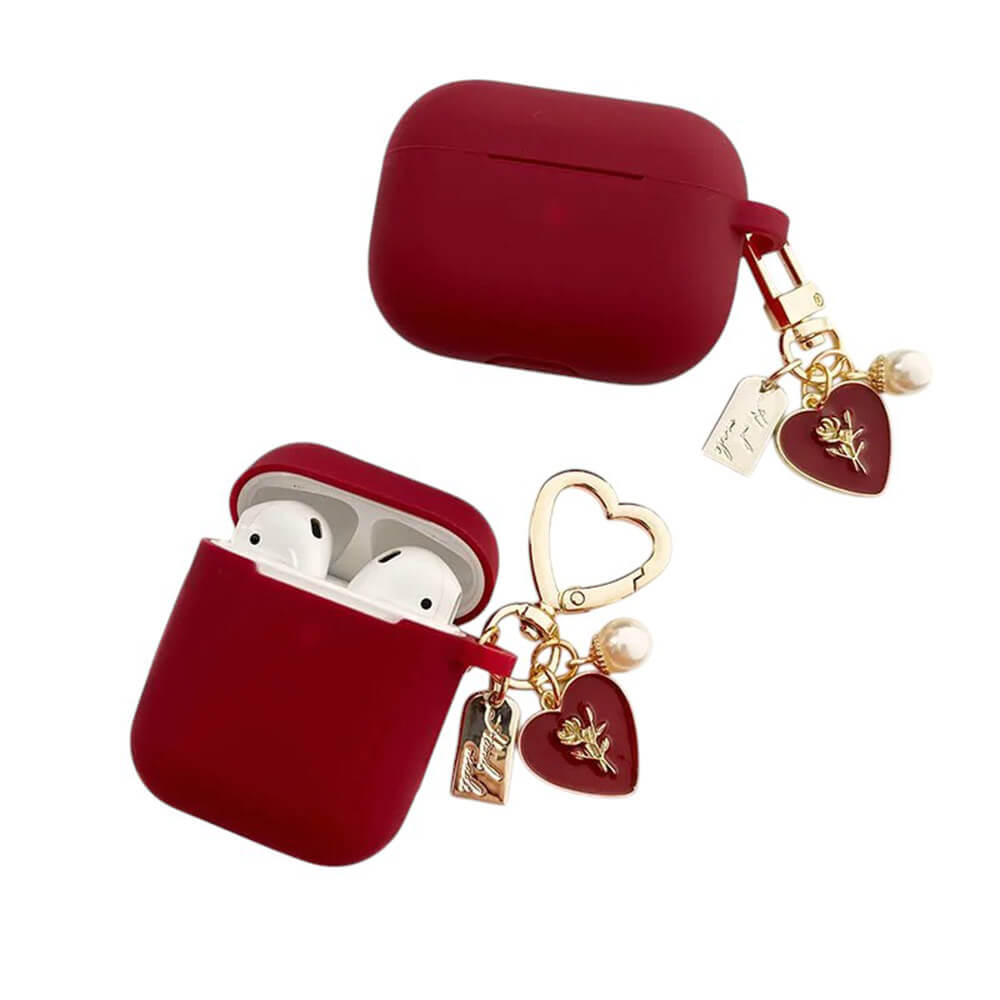 RED AIRPOD CASE WITH GOLD CHARMS FLIRTY BABY AIRPODS