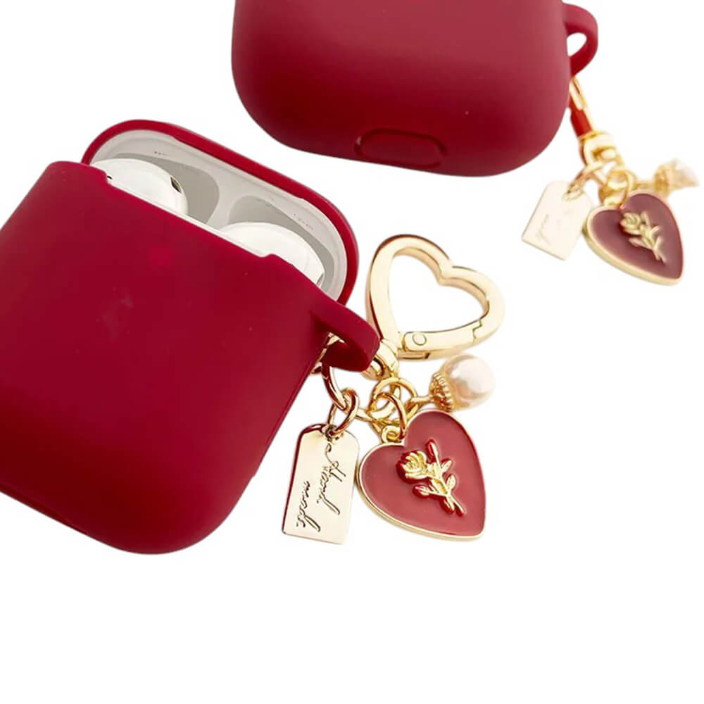 RED AIRPOD CASE WITH GOLD CHARMS FLIRTY BABY AIRPODS