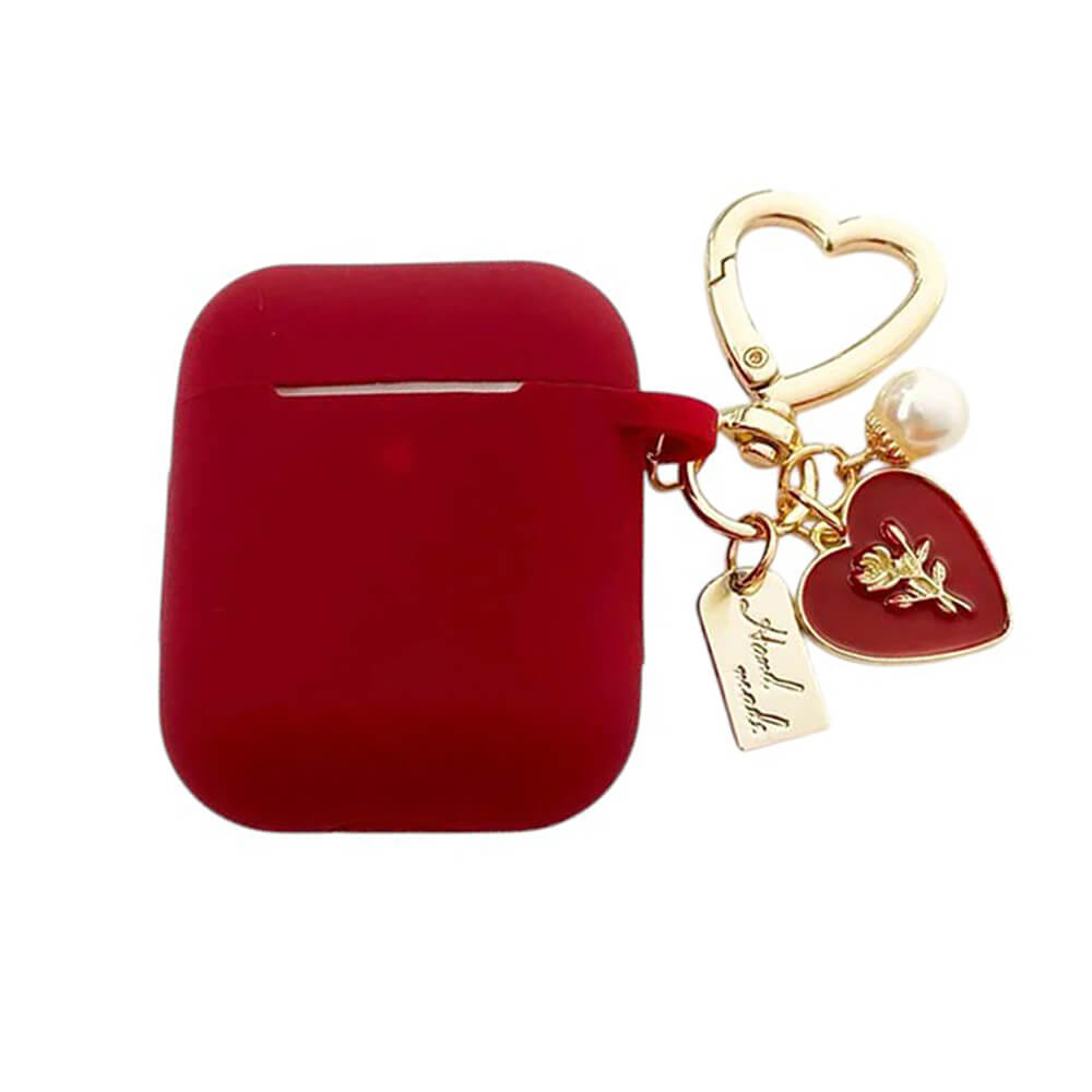 RED AIRPOD CASE WITH GOLD CHARMS FLIRTY BABY AIRPODS