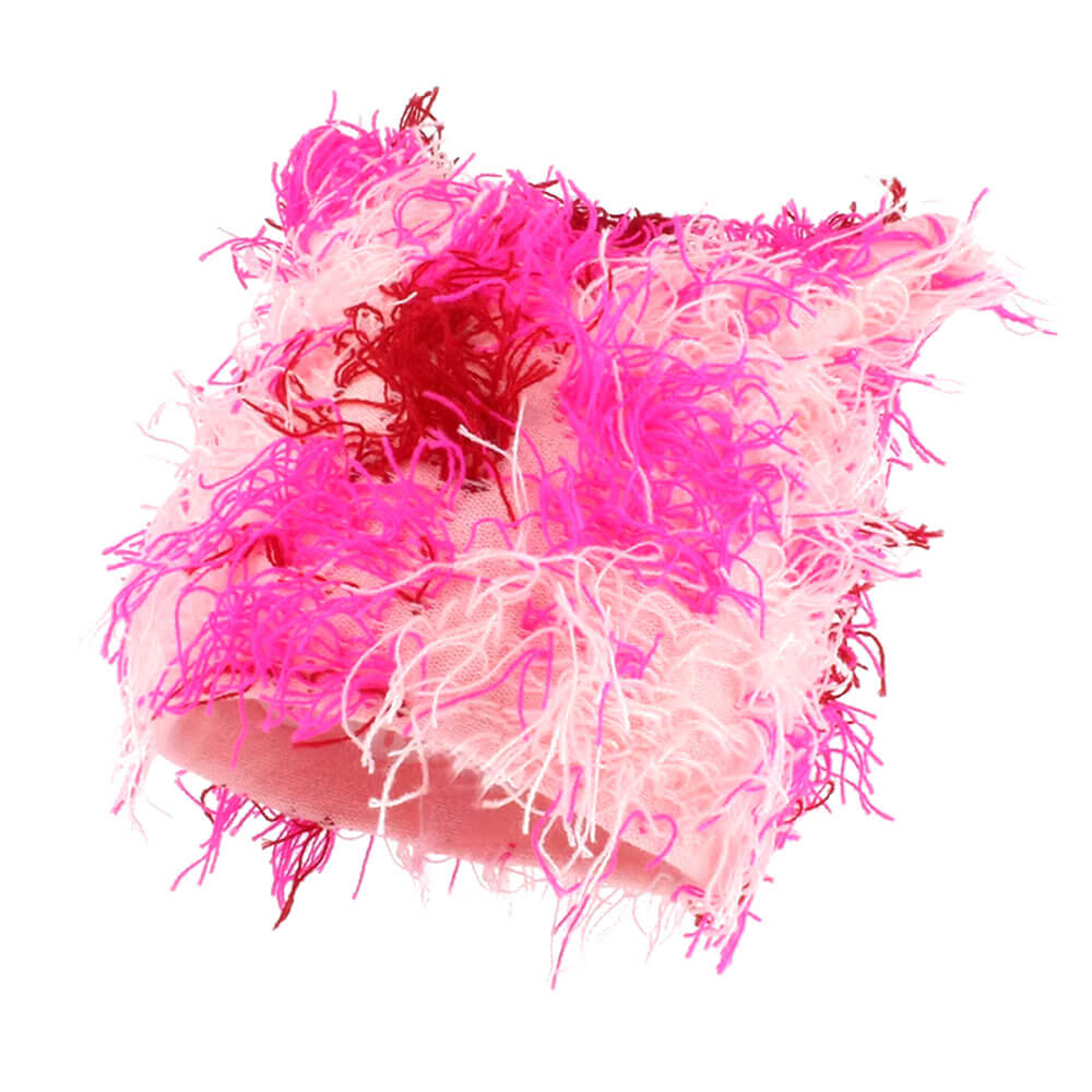 RED AND BLACK CAT EAR BEANIE DISTRESSED CAT