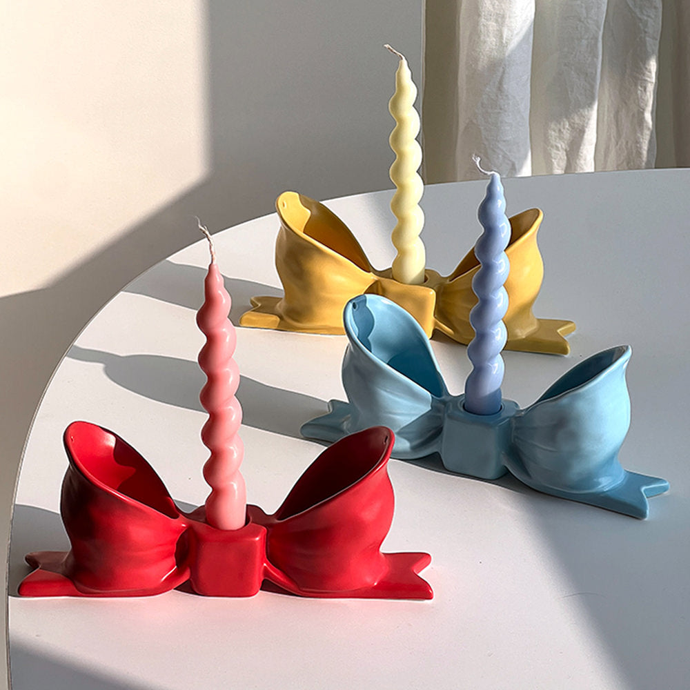RED BOW CANDLE HOLDER FOR LIVING SPACE