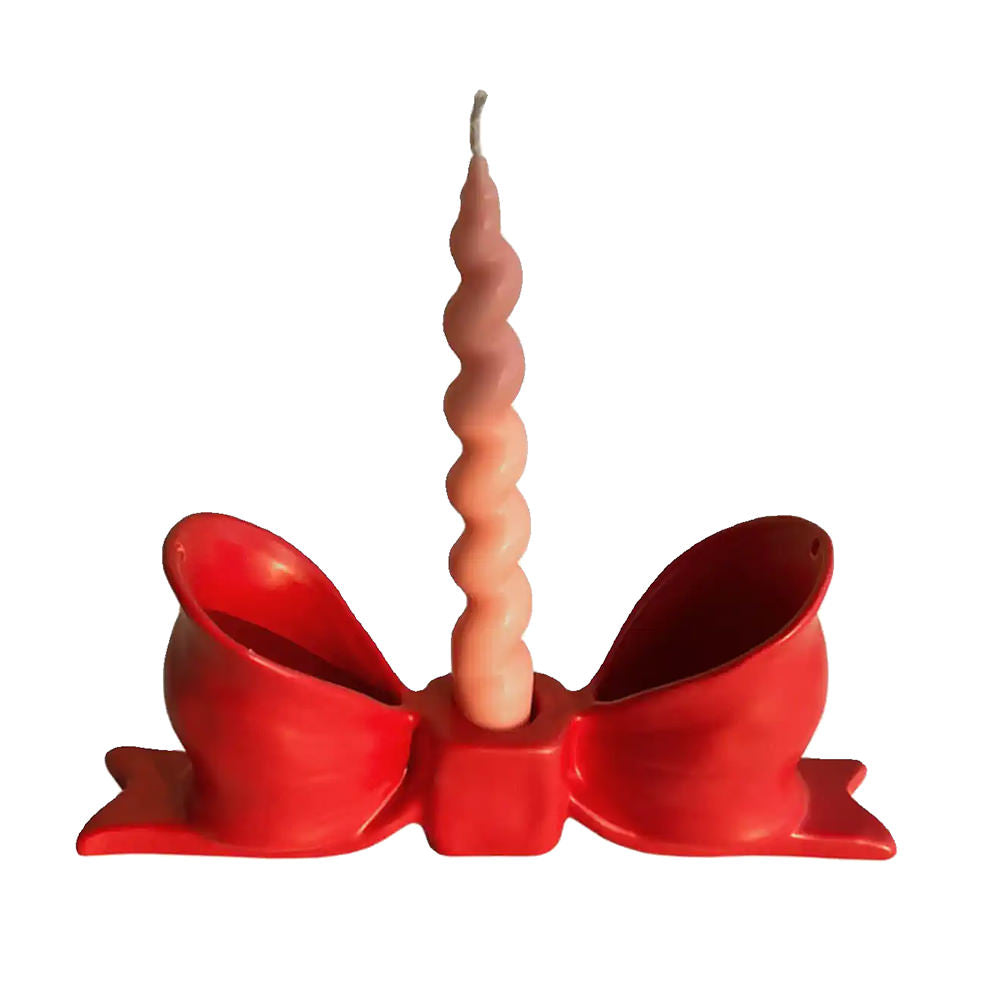 RED BOW CANDLE HOLDER FOR LIVING SPACE