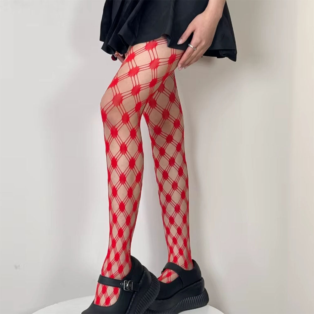 RED DIAMOND BOLD GRID MESH TIGHTS