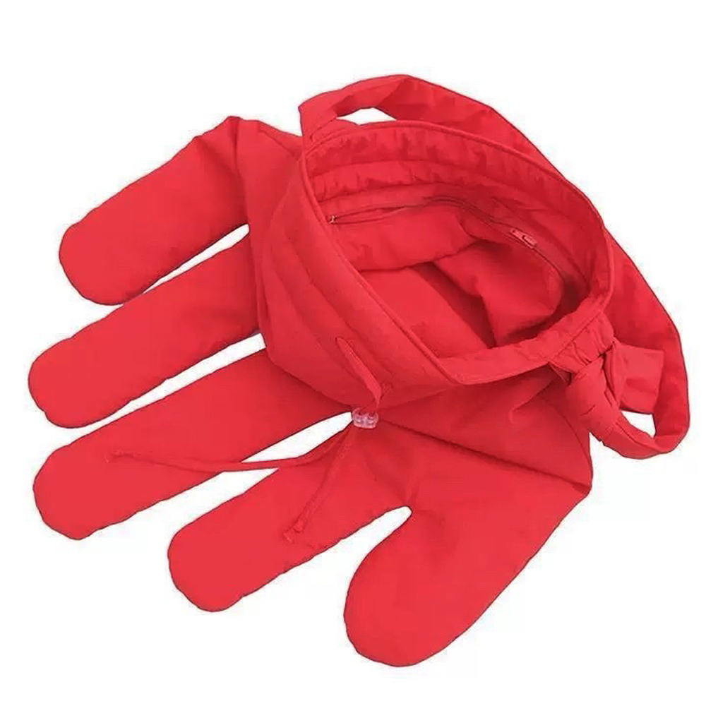 RED HAND BAG GLOVE SILHOUETTE STATEMENT BAG