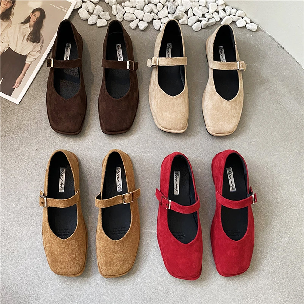 RED MARY JANE FLATS: VINTAGE JANE FLATS PAIR