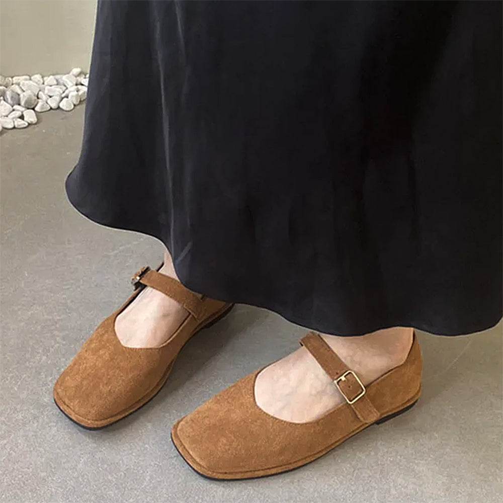 RED MARY JANE FLATS: VINTAGE JANE FLATS PAIR