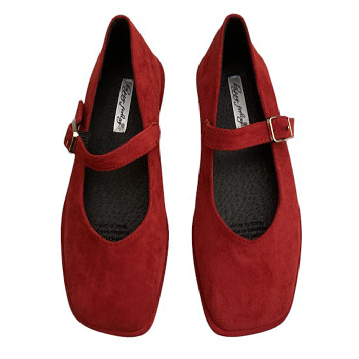 RED MARY JANE FLATS: VINTAGE JANE FLATS PAIR