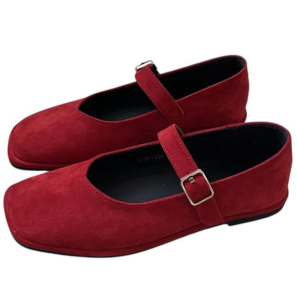 RED MARY JANE FLATS: VINTAGE JANE FLATS PAIR