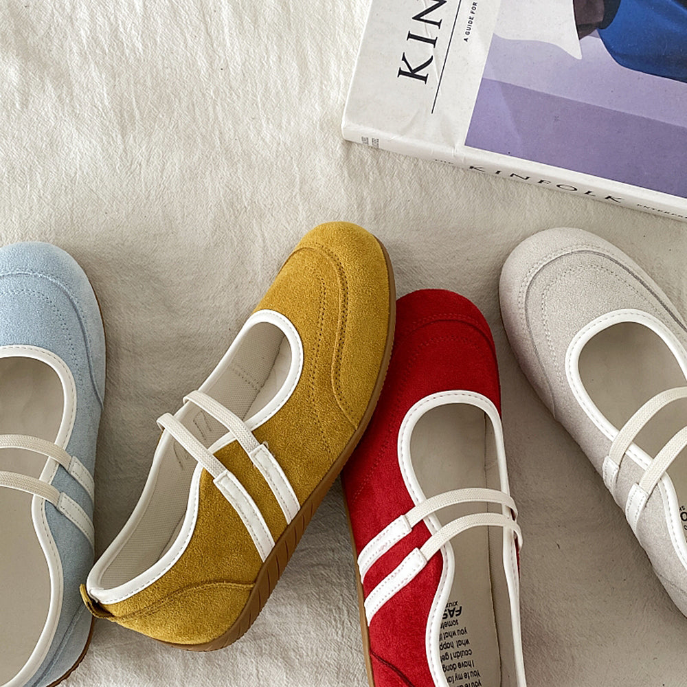 RED MARY JANE SHOES FOR WOMEN - CLASSIC BALLET FLATS