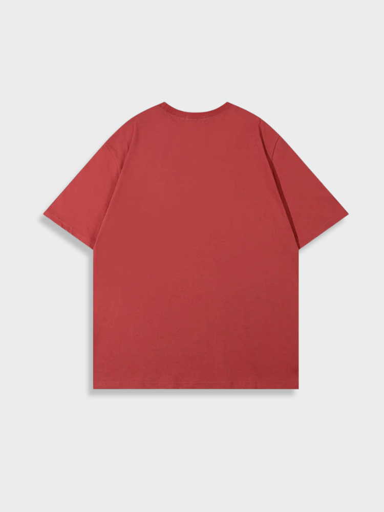 RED SHADOW STAR TEE WITH GRAPHIC DESIGN