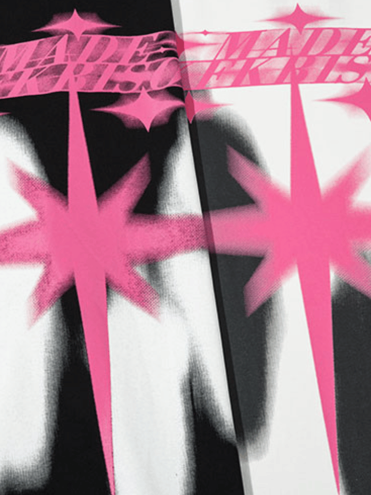 RED SHADOW STAR TEE WITH GRAPHIC DESIGN