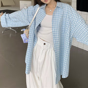 RELAXED ELEGANCE OVERSIZED SHIRT SOFT BABY BLUE PLAID