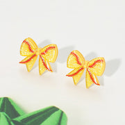 Resin Softball Bow Stud Earrings