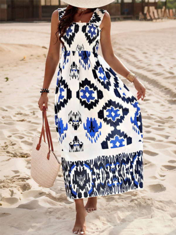Resort style printed cross front midi dress - Pattern2 / S