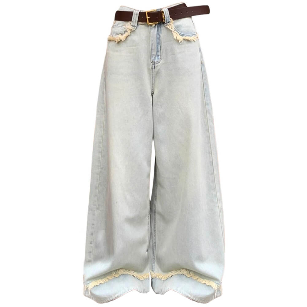 RETRO LIGHT BLUE WIDE-LEG JEANS FOR A VINTAGE-INSPIRED LOOK