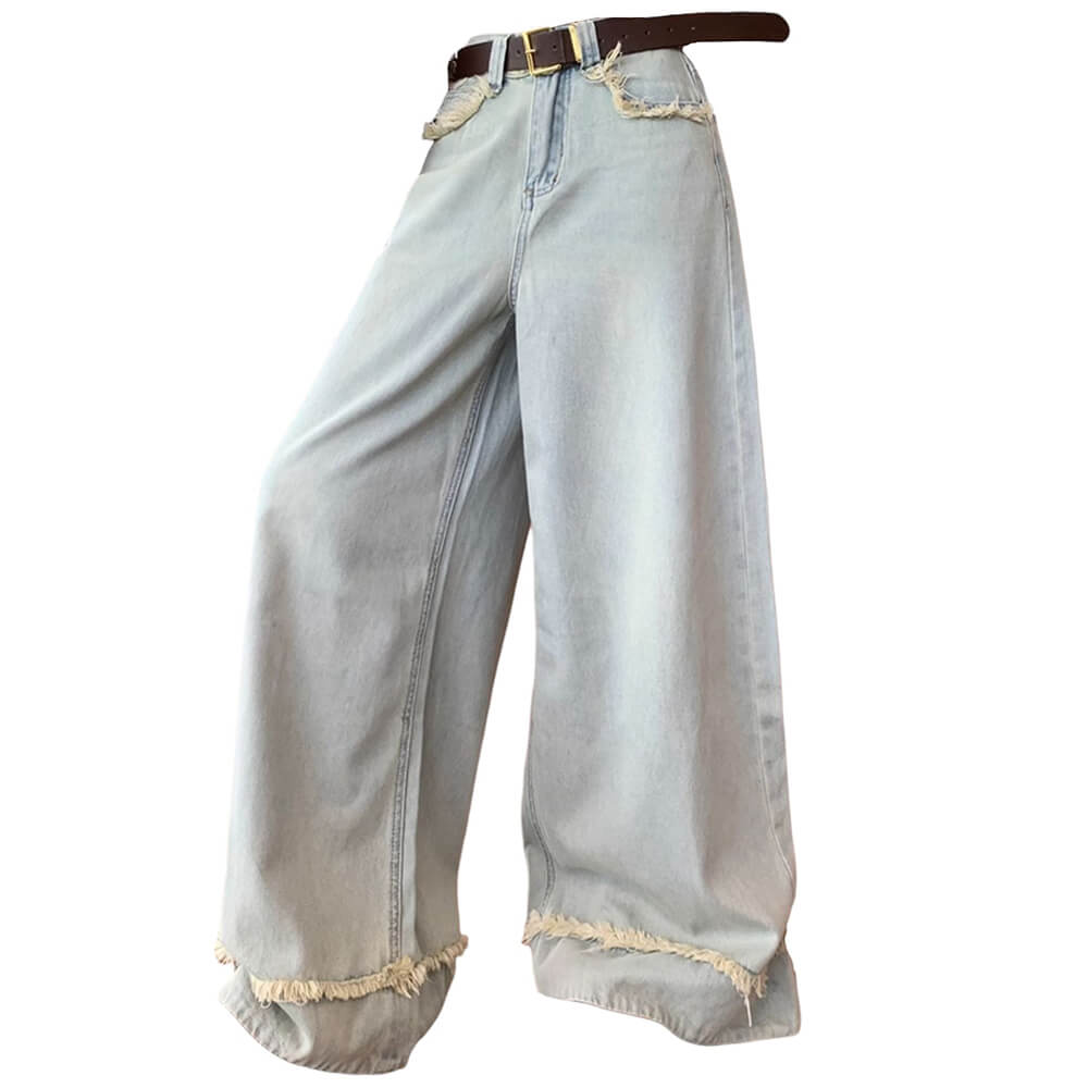 RETRO LIGHT BLUE WIDE-LEG JEANS FOR A VINTAGE-INSPIRED LOOK