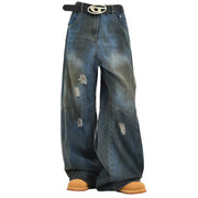RETRO REBEL WIDE-LEG DISTRESSED JEANS FOR A VINTAGE STREETWEAR LOOK
