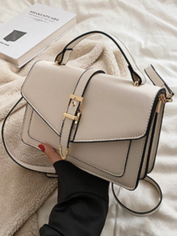Retro shoulder handbag all-match crossbody small square bag - White / F