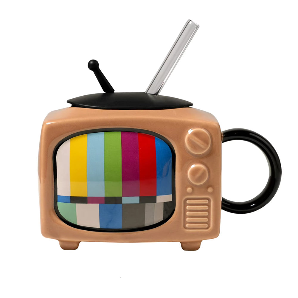 RETRO TELEVISION CERAMIC MUG: VINTAGE TV CERAMIC MUG WITH NOSTALGIC DESIGN