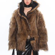 REVERSIBLE FAUX LEATHER FUR JACKET EARLY 2000S FASHION