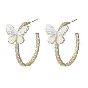 RHINESTONE BUTTERFLY HOOP EARRING CRYSTAL HOOP EARRINGS