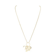 Rhinestone Moon Pinky Promise Virgin Mary Pendant Necklace