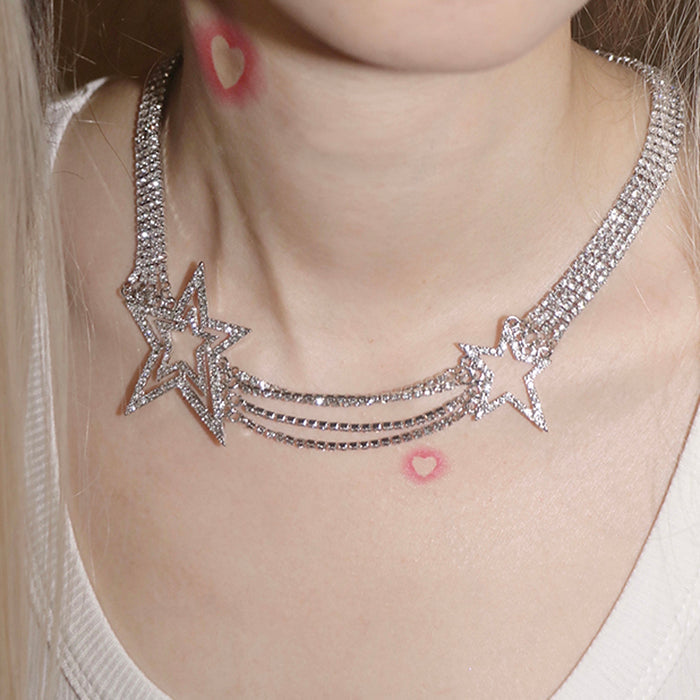 RHINESTONE STAR CHOKER Y2K STARDUST NECKLACE