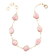 Pink Rhodonite and Golden Line Bracelet