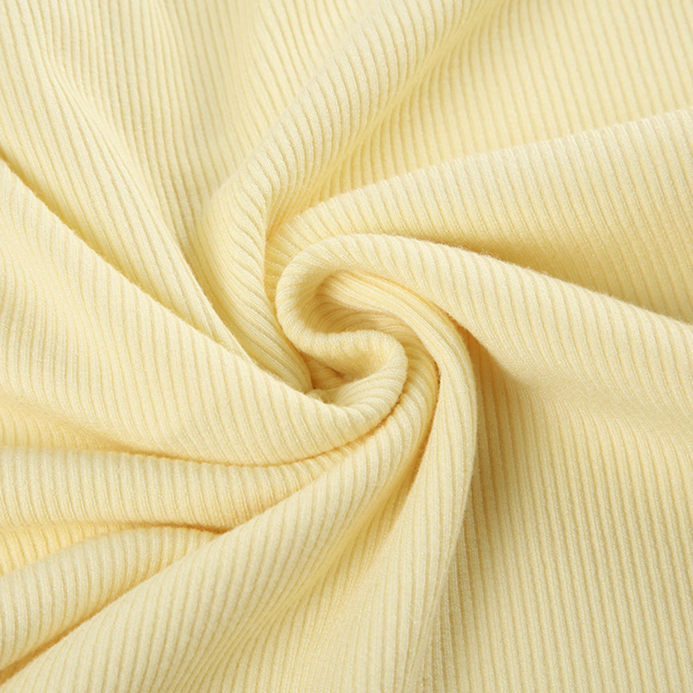 RIBBED BABY TEE: PASTEL LEMON SORBET KNIT TOP