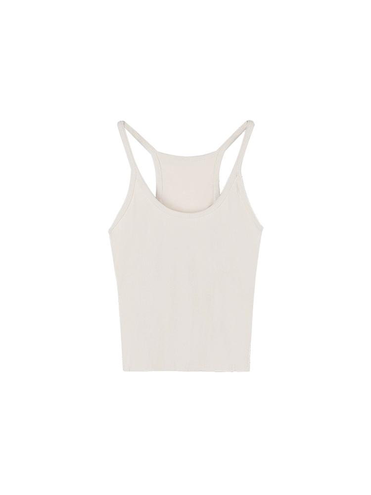 RIBBED TANK TOP SLIM FIT CAMI WITH SCOOP NECK
