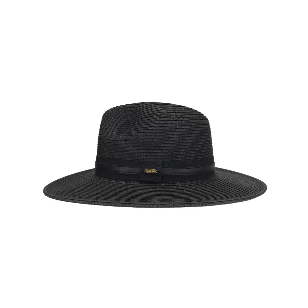 Ribbon and Leather Band C.C Panama Hat