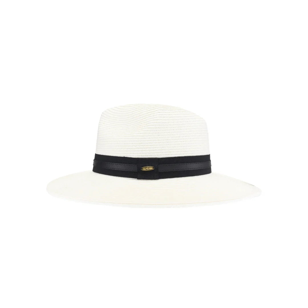 Ribbon and Leather Band C.C Panama Hat