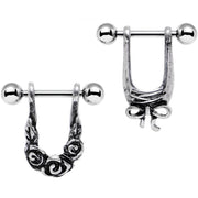 16G 3/8 Steel Beautiful Bow Flower Helix Cartilage Earring Set