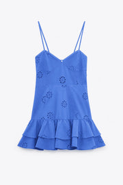Robe courte à soutien-gorge ajouré orné et superposé pour femme 
