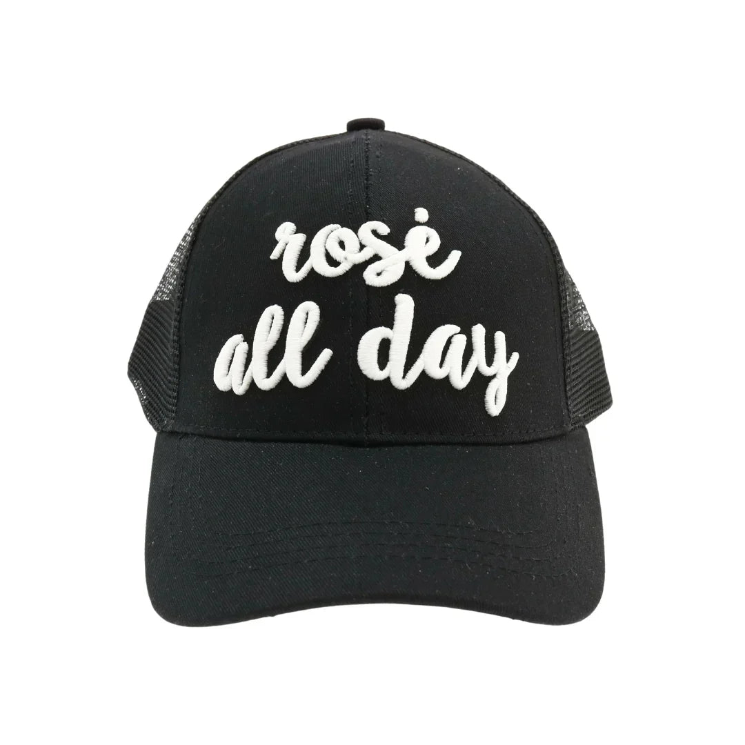 Rose All Day Embroidered High Ponytail C.C Ball Cap
