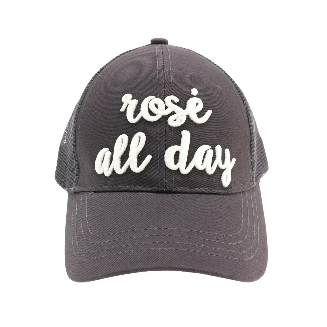 Rose All Day Embroidered High Ponytail C.C Ball Cap