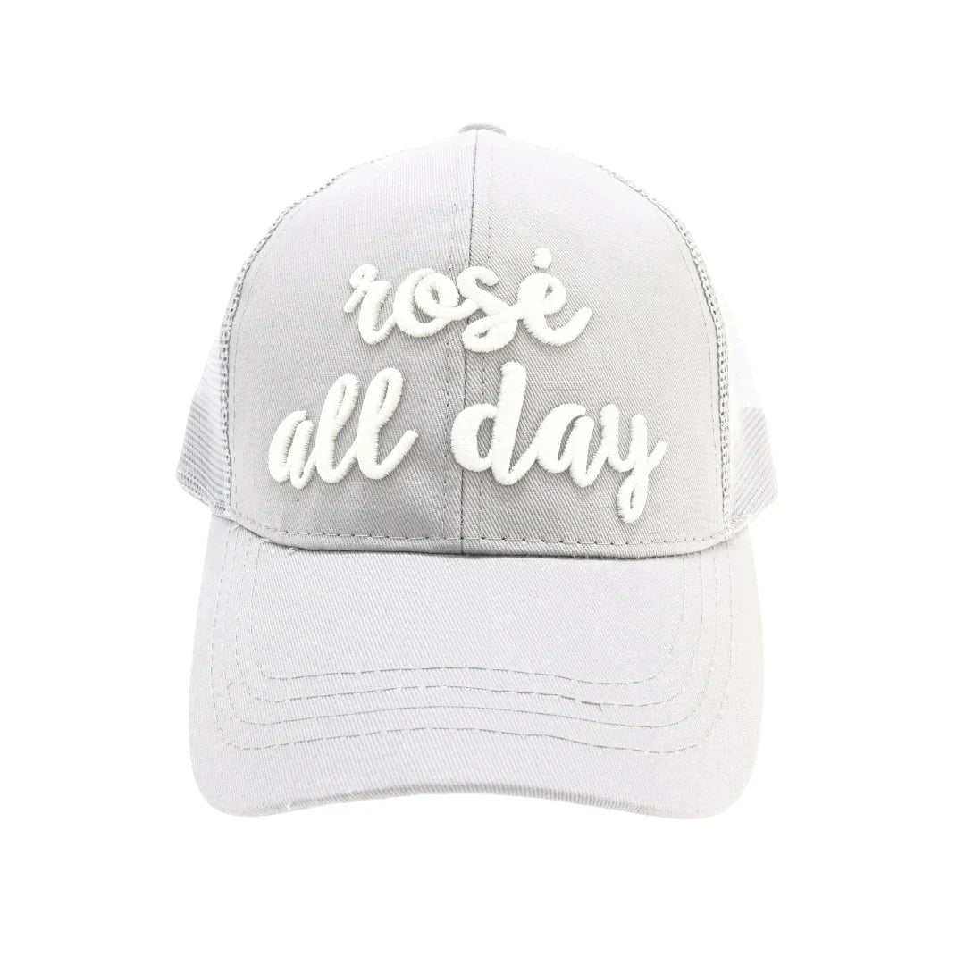 Rose All Day Embroidered High Ponytail C.C Ball Cap