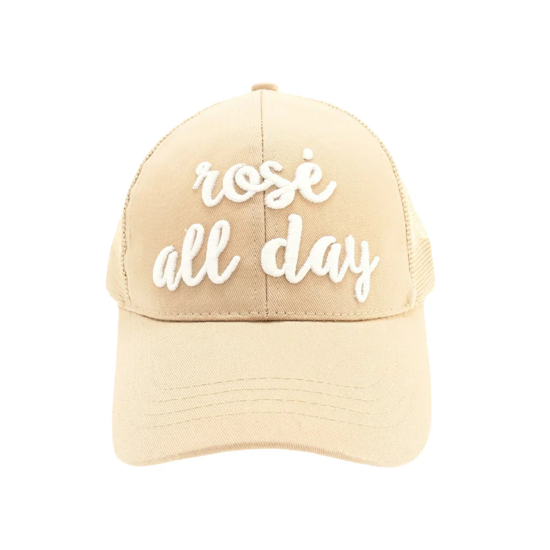 Rose All Day Embroidered High Ponytail C.C Ball Cap