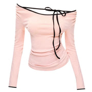 ROSÉ OFF-SHOULDER TOP CHARMING ROSÉ LONG SLEEVE