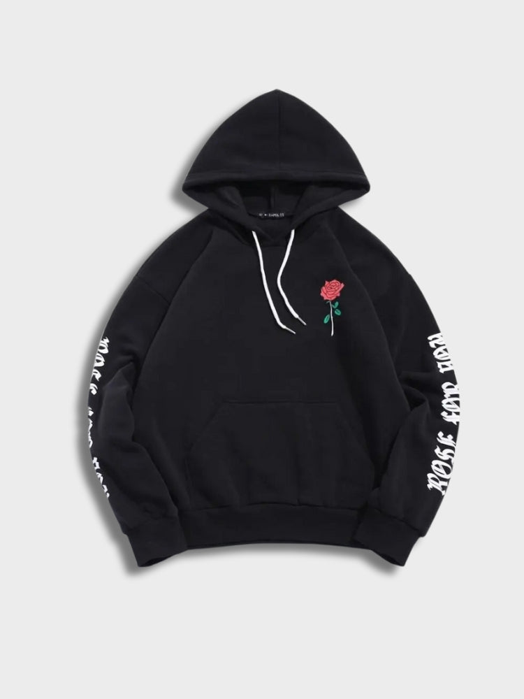 ROSE RELAX SET BLACK HOODIE AND SWEATPANTS 2 PIECE RELAX SET