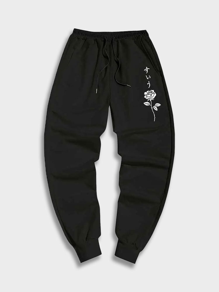 ROSE RELAX SET BLACK HOODIE AND SWEATPANTS 2 PIECE RELAX SET