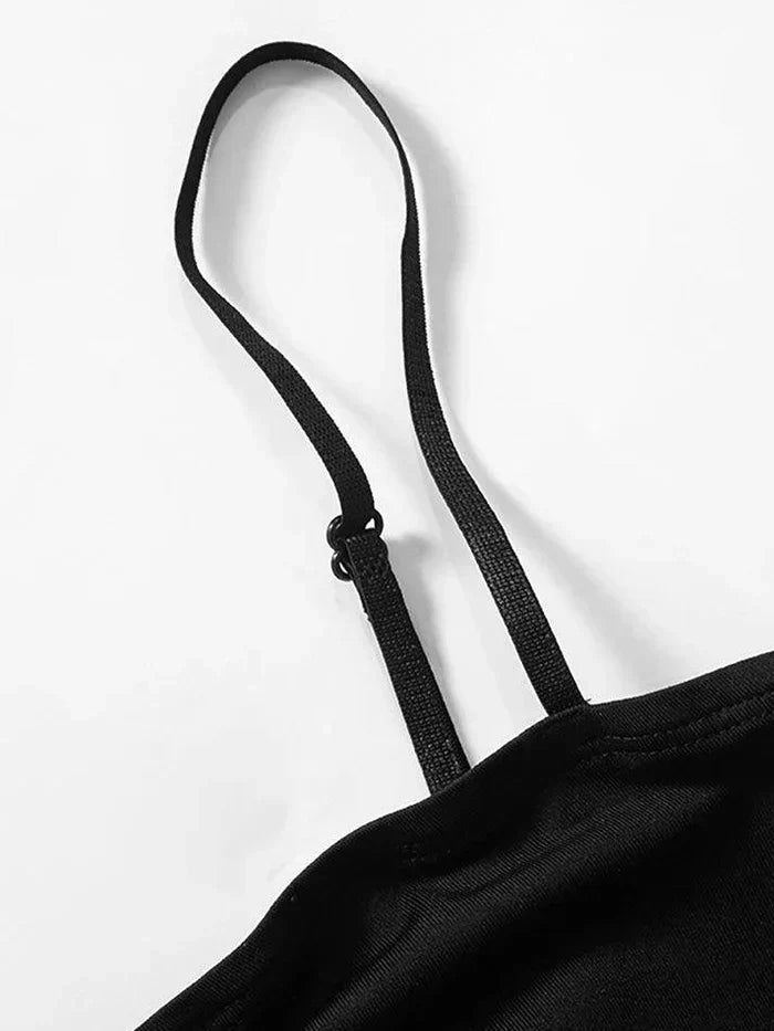 RUCHED BOW CAMI TOP BLACK VINTAGE RUCHED DESIGN