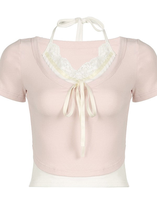 RUFFLE SQUARE NECK TOP AND SKIRT SET - SQUARE NECK SHORT SLEEVE DESIGN