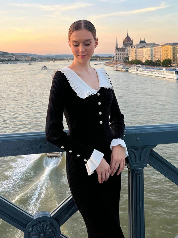 Ruffled Knit Sweater Dress